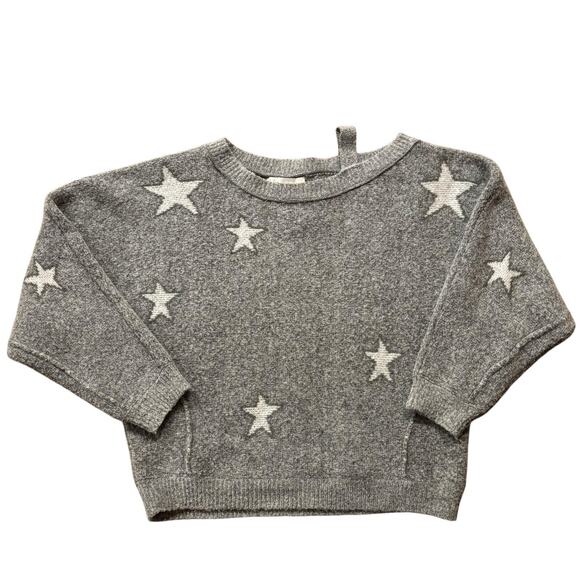 Vintage Havana Exposed Shoulder Star Sweater Gray And White Size Small - Picture 1 of 5